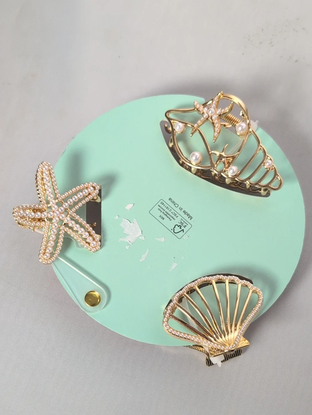 Piper K Metal Embellished Seashell Starfish Hair Claw Clips
